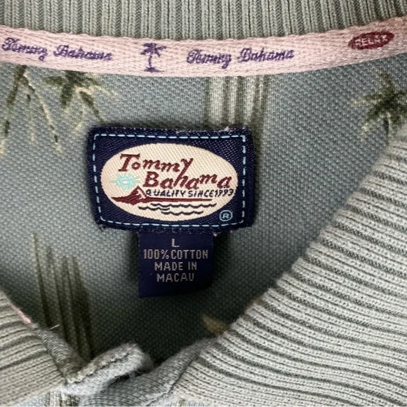 Tommy Bahama Vintage Men's 3 Button Polo Shirt flower Print Large (L) - Picture 2 of 6